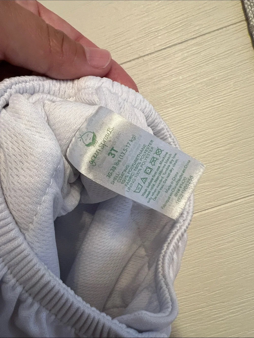 White Reusable Swim/Diaper Cover with Elastic Waistband